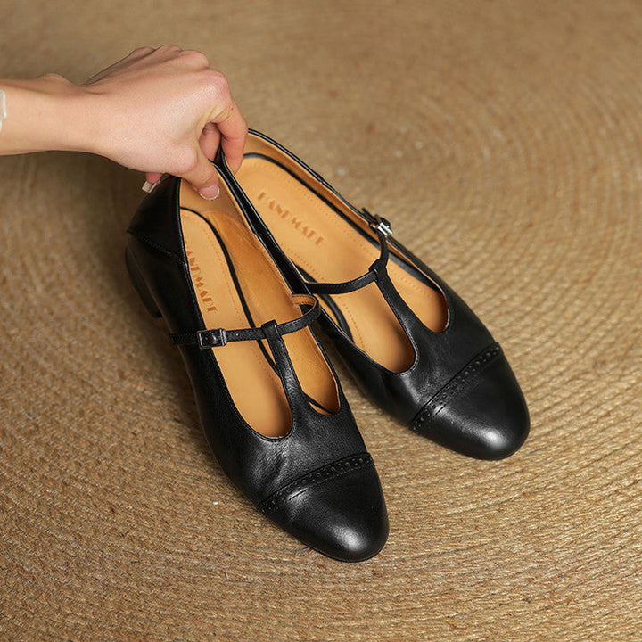 Reiten - Eleganti ballerine in pelle con Cinturino a T