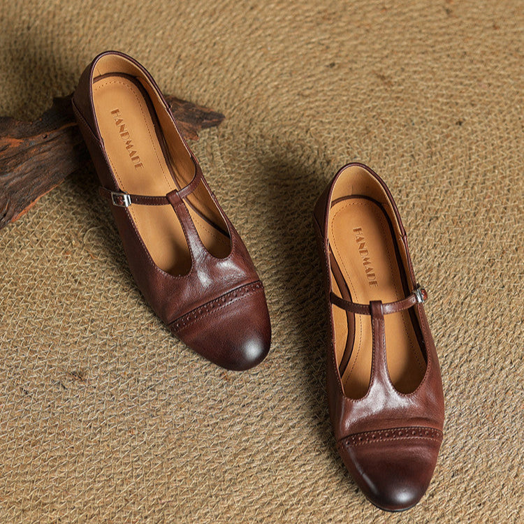 Reiten - Eleganti ballerine in pelle con Cinturino a T