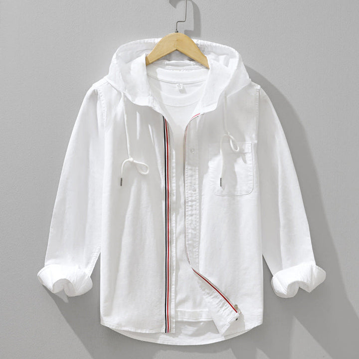 Vance - Camicia con Cappuccio e Cerniera in Lino
