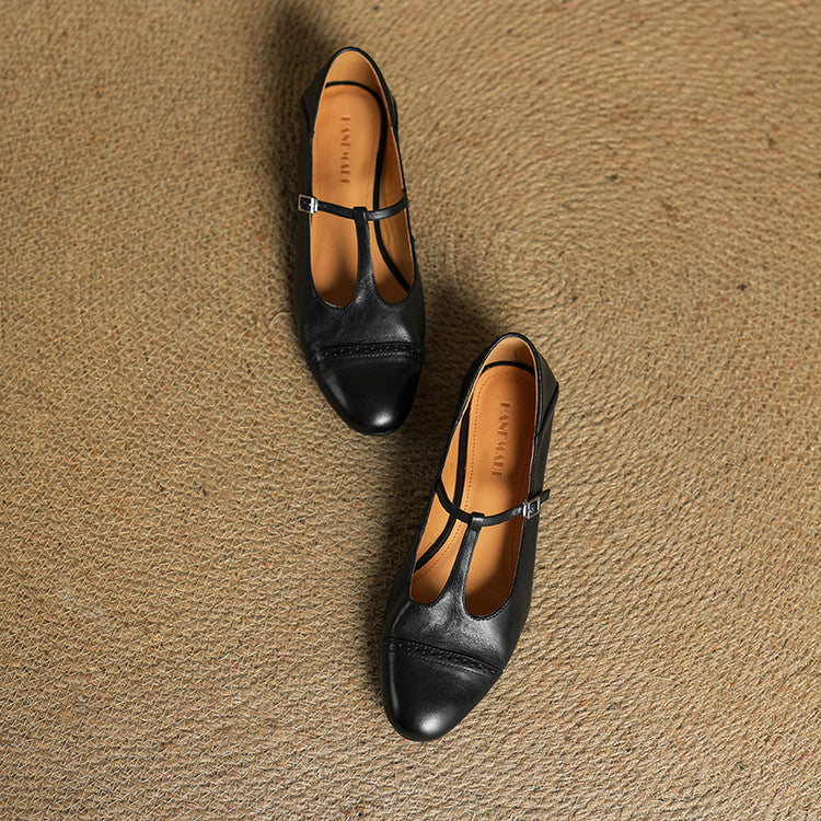 Reiten - Eleganti ballerine in pelle con Cinturino a T