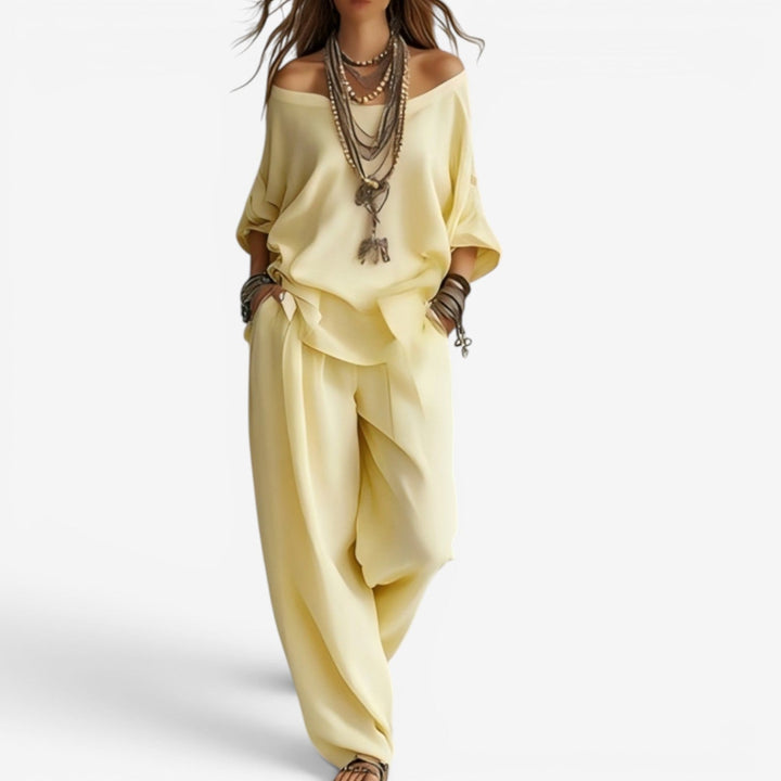 Shompa - Set Composto Da Top Oversize Con Spalle Scoperte E Pantaloni a Gamba Larga