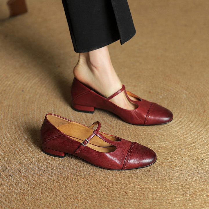 Reiten - Eleganti ballerine in pelle con Cinturino a T