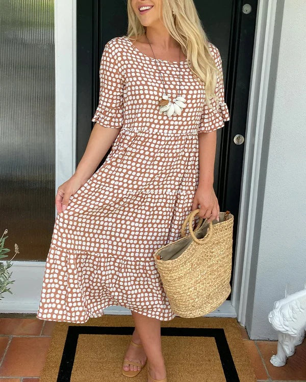 Blythea - Elegante Abito Midi a Maniche Corte