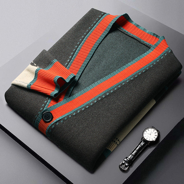 Lajos - Cardigan In Lana Lavorato a Maglia Con Tasche