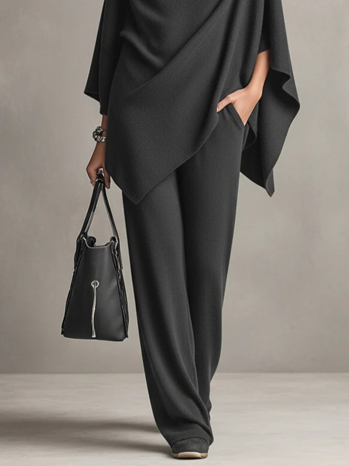 Laleh - Set Poncho e Pantaloni Casual Urbani Con Collo Alto