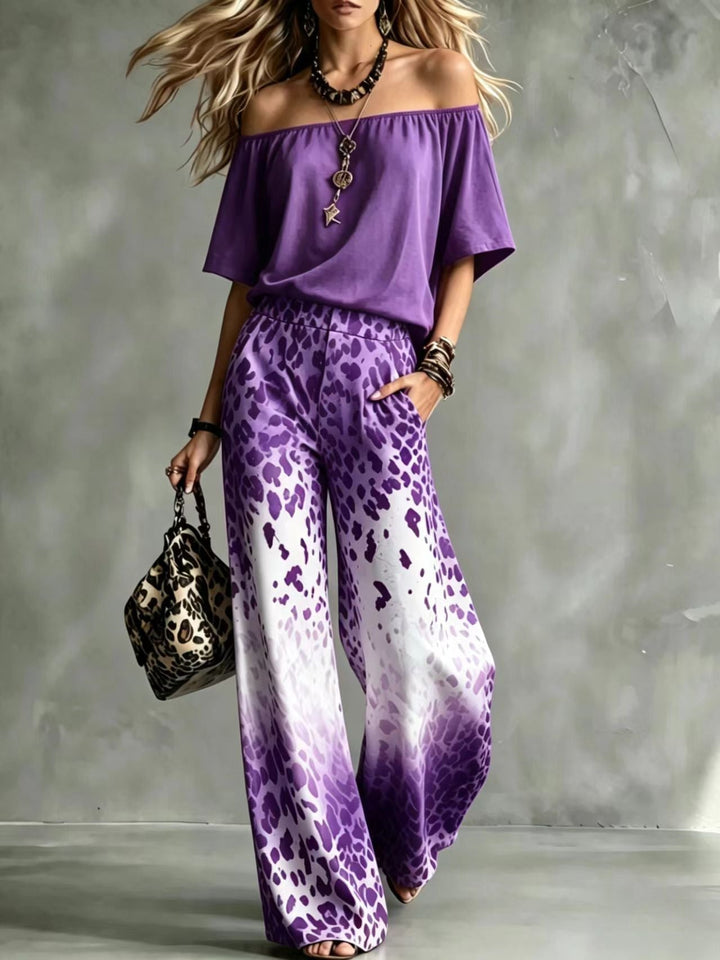 Rinia - Set Composto Da Top Con Spalle Scoperte E Pantaloni Stampati