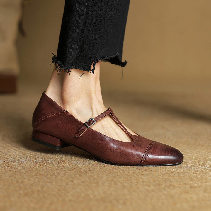 Reiten - Eleganti ballerine in pelle con Cinturino a T