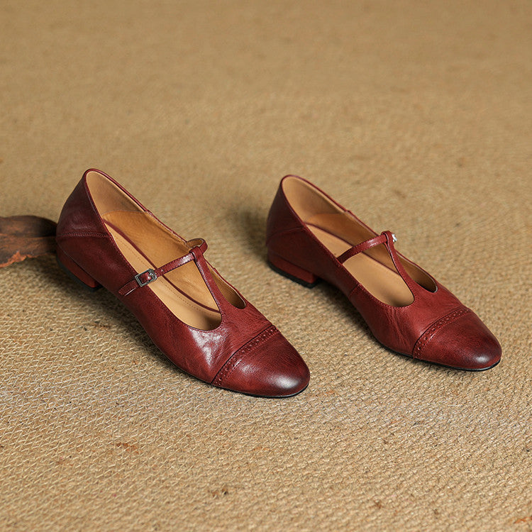 Reiten - Eleganti ballerine in pelle con Cinturino a T