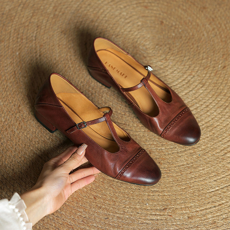 Reiten - Eleganti ballerine in pelle con Cinturino a T