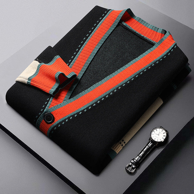 Lajos - Cardigan In Lana Lavorato a Maglia Con Tasche