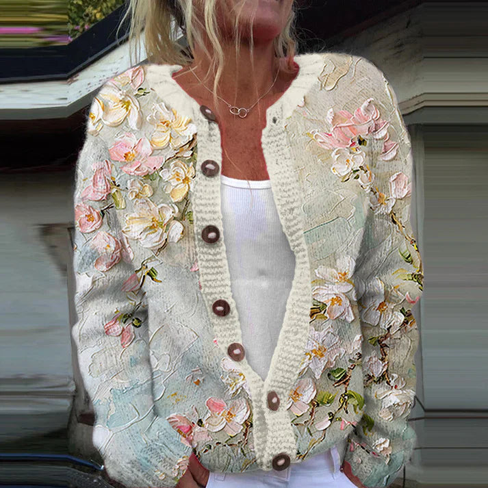 Gilly - Cardigan Vintage Floreale Con Bottoni