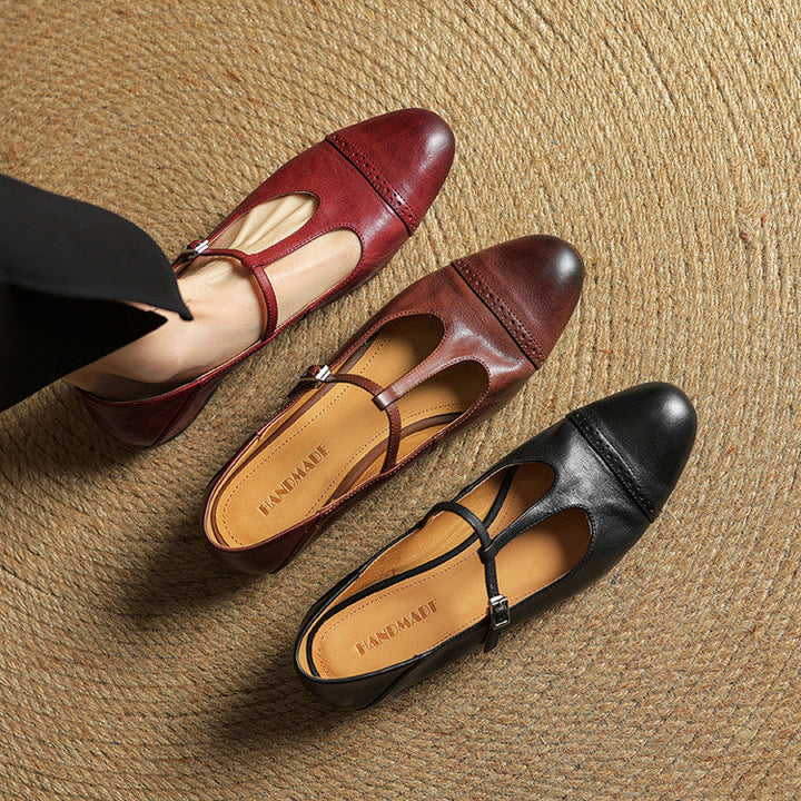 Reiten - Eleganti ballerine in pelle con Cinturino a T