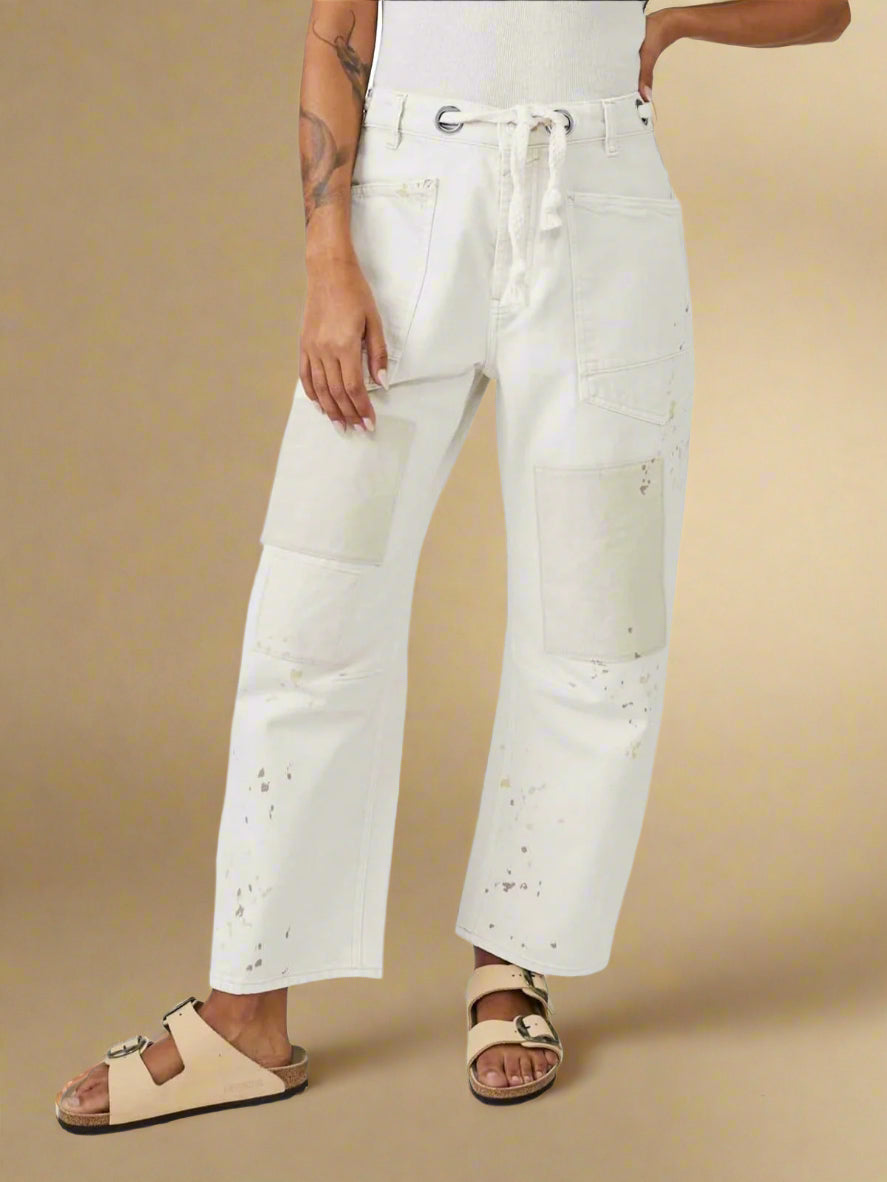 Felixa - Pantaloni in Denim Patchwork a Gamba Larga