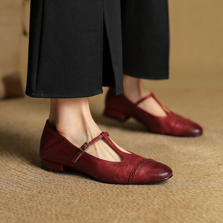Reiten - Eleganti ballerine in pelle con Cinturino a T