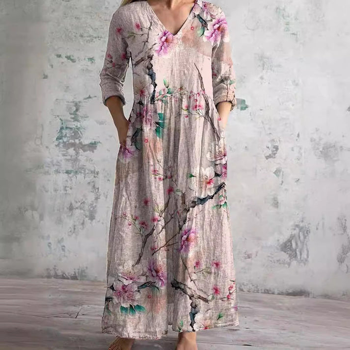 Kiana - Elegante Abito Estivo Con Motivo Floreale