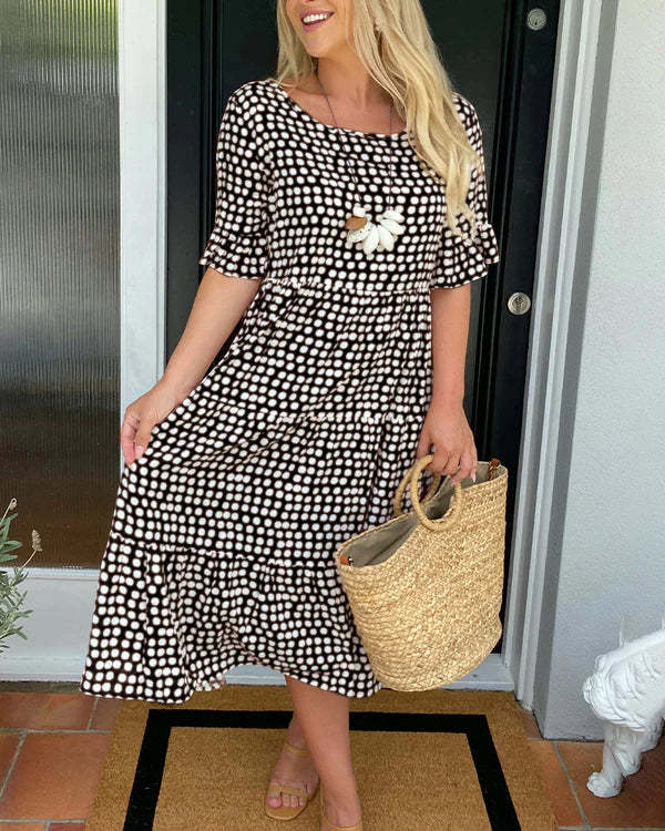 Blythea - Elegante Abito Midi a Maniche Corte