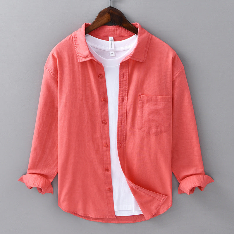 Johnson - Camicia Di Lino Abbottonatura
