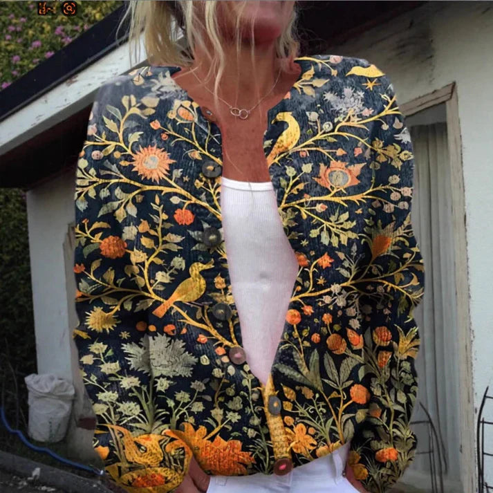 Gilly - Cardigan Vintage Floreale Con Bottoni