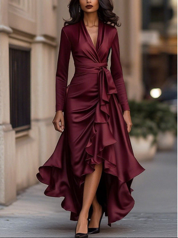 Arina - Elegante Abito Lungo Con Volant