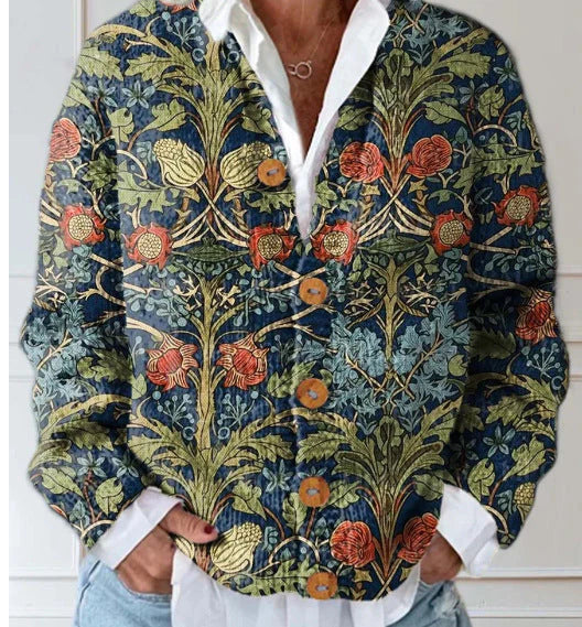 Gilly - Cardigan Vintage Floreale Con Bottoni