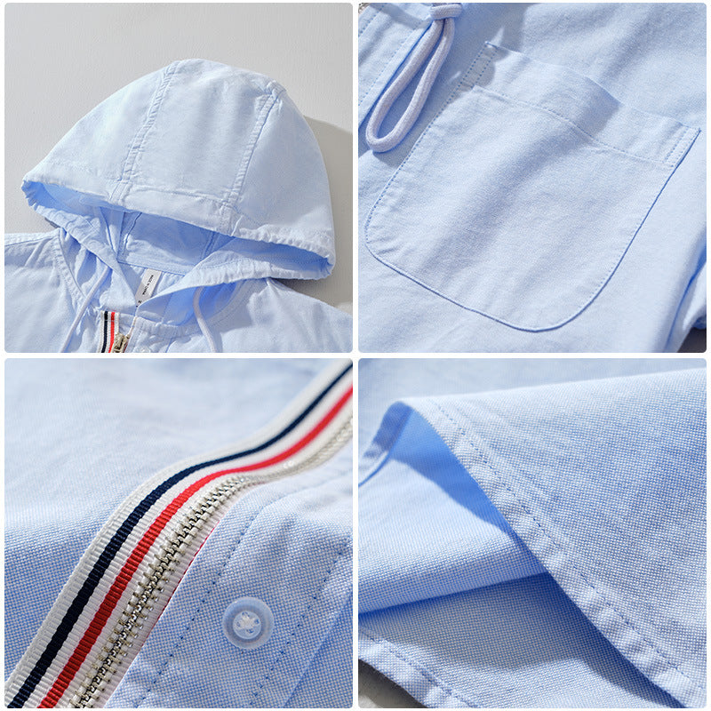 Vance - Camicia con Cappuccio e Cerniera in Lino