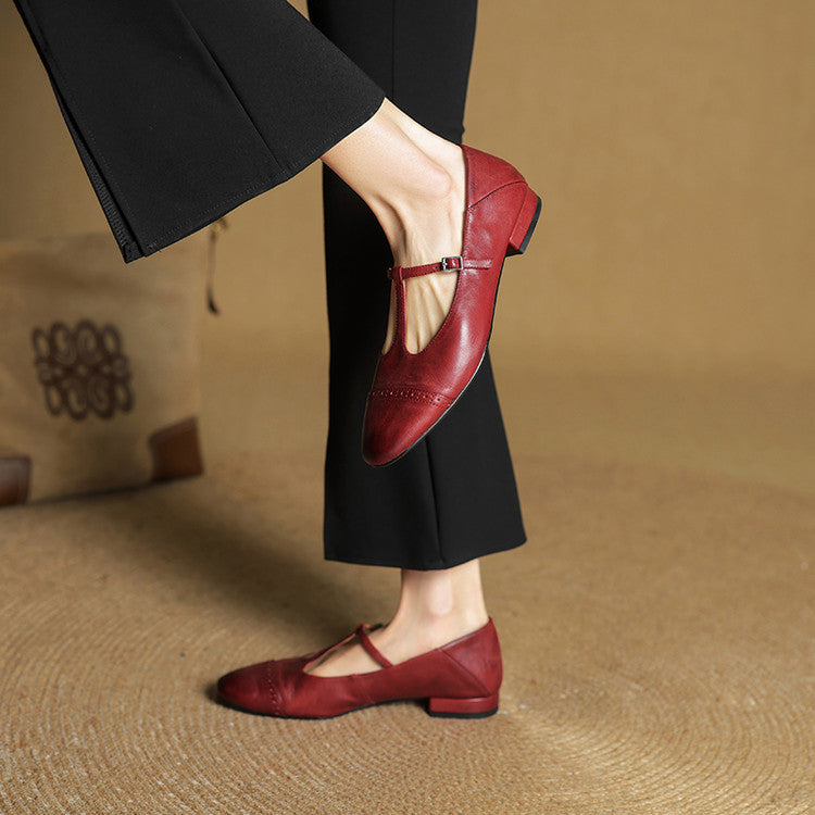 Reiten - Eleganti ballerine in pelle con Cinturino a T