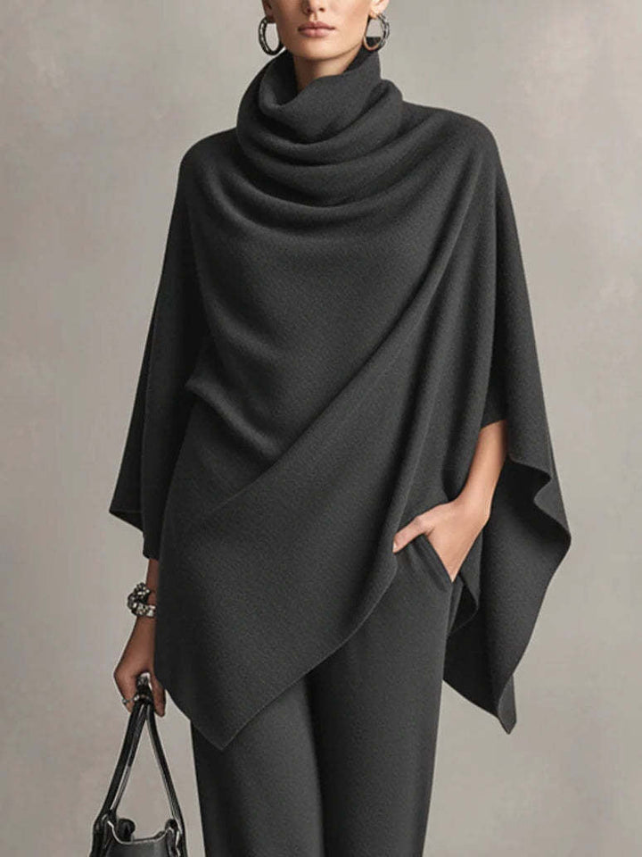 Laleh - Set Poncho e Pantaloni Casual Urbani Con Collo Alto