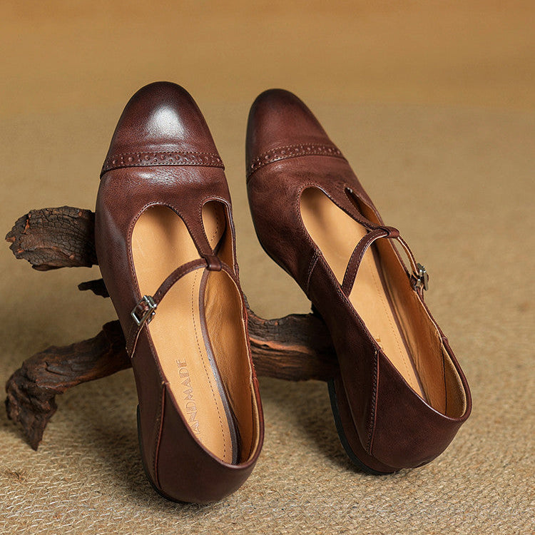 Reiten - Eleganti ballerine in pelle con Cinturino a T