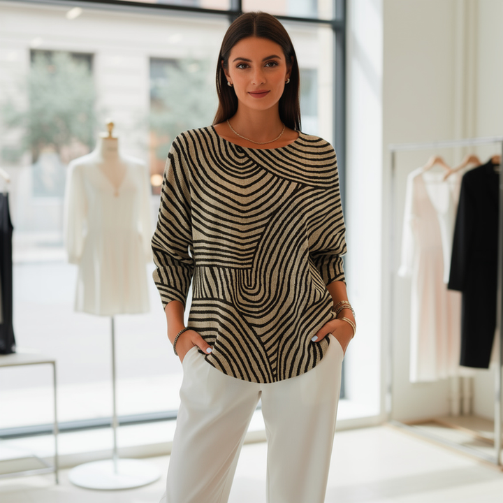 Neisha - Maglietta a maniche Lunghe con Scollo Rotondo