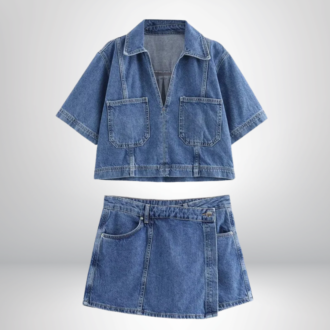Jadwiga - Set in Denim Con Scollo a V