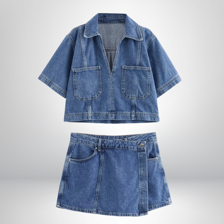 Jadwiga - Set in Denim Con Scollo a V