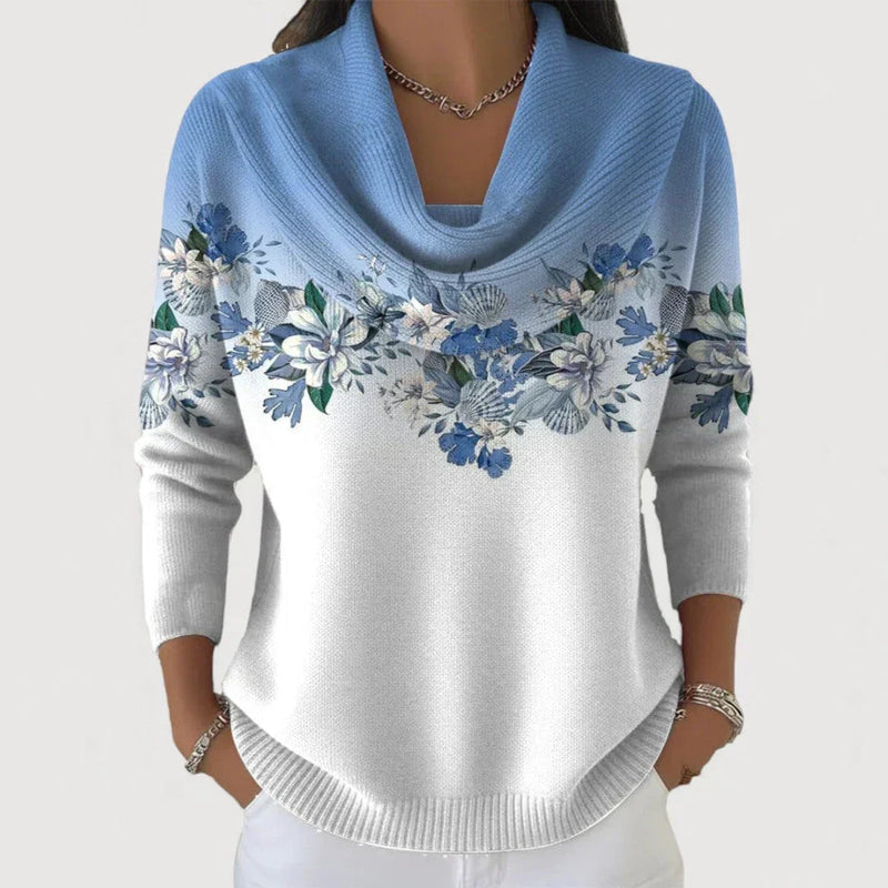 Sabatina - Maglione a Motivi Floreali Con Collo Morbido