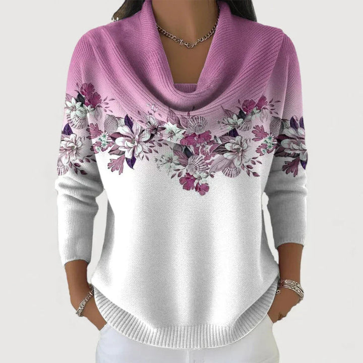 Sabatina - Maglione a Motivi Floreali Con Collo Morbido
