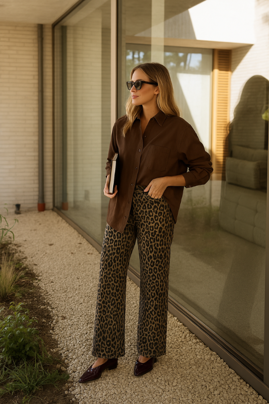 Kinga – Pantaloni harem con motivo leopardato