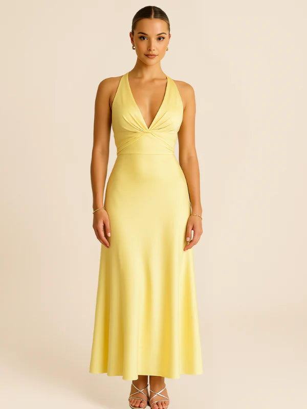 Fabiola - Elegante Abito Lungo Senza Maniche Con Scollo A V