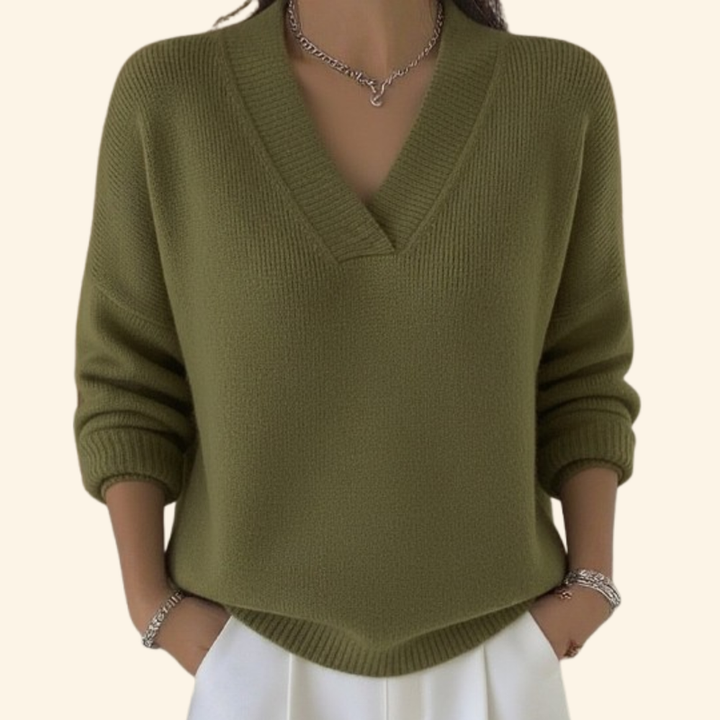 Taleena - Maglione Con Scollo a V e Maniche Lunghe