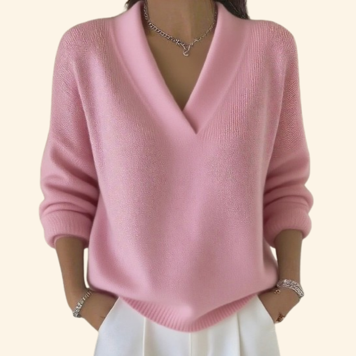Taleena - Maglione Con Scollo a V e Maniche Lunghe