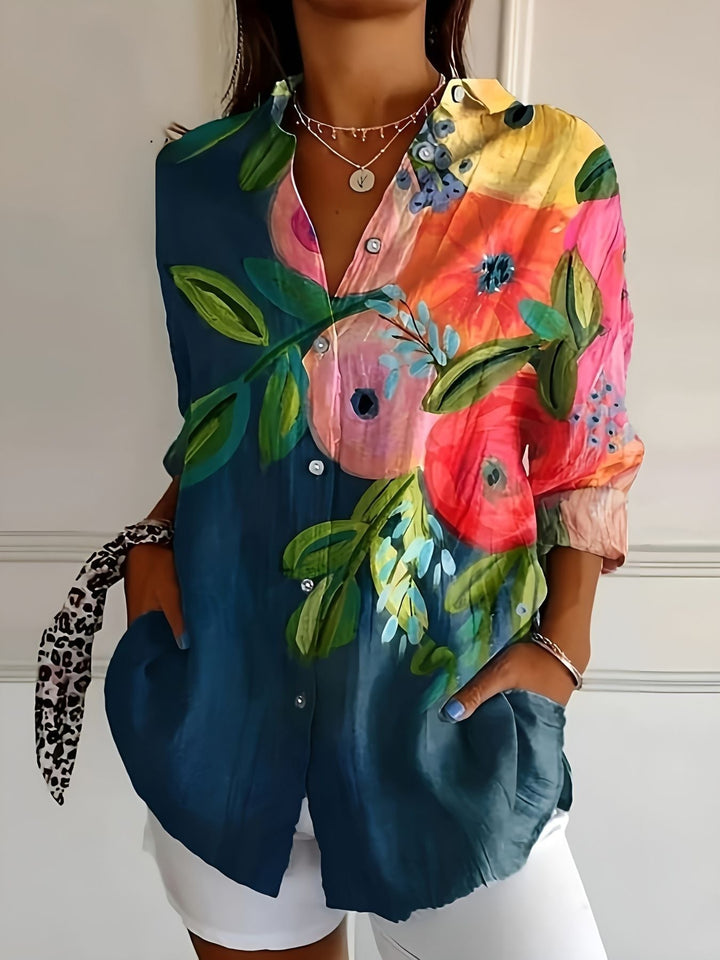 Fioralba - Camicia a Maniche Lunghe Con Stampa Floreale