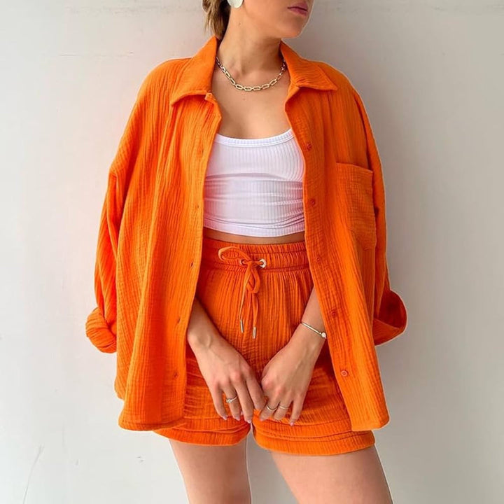 Katelyn - Due Pezzi In Cotone Camicia E Pantaloncini