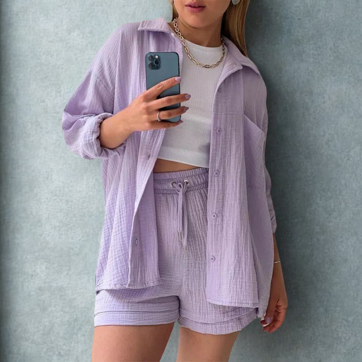 Katelyn - Due Pezzi In Cotone Camicia E Pantaloncini