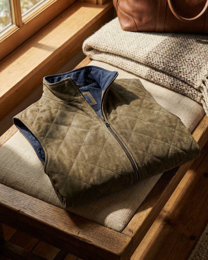 Paulinho - Gilet Trapuntato In Pelle Scamosciata