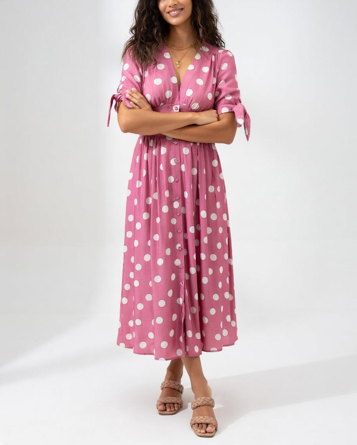 Fabienne - Elegante Abito Midi a Pois