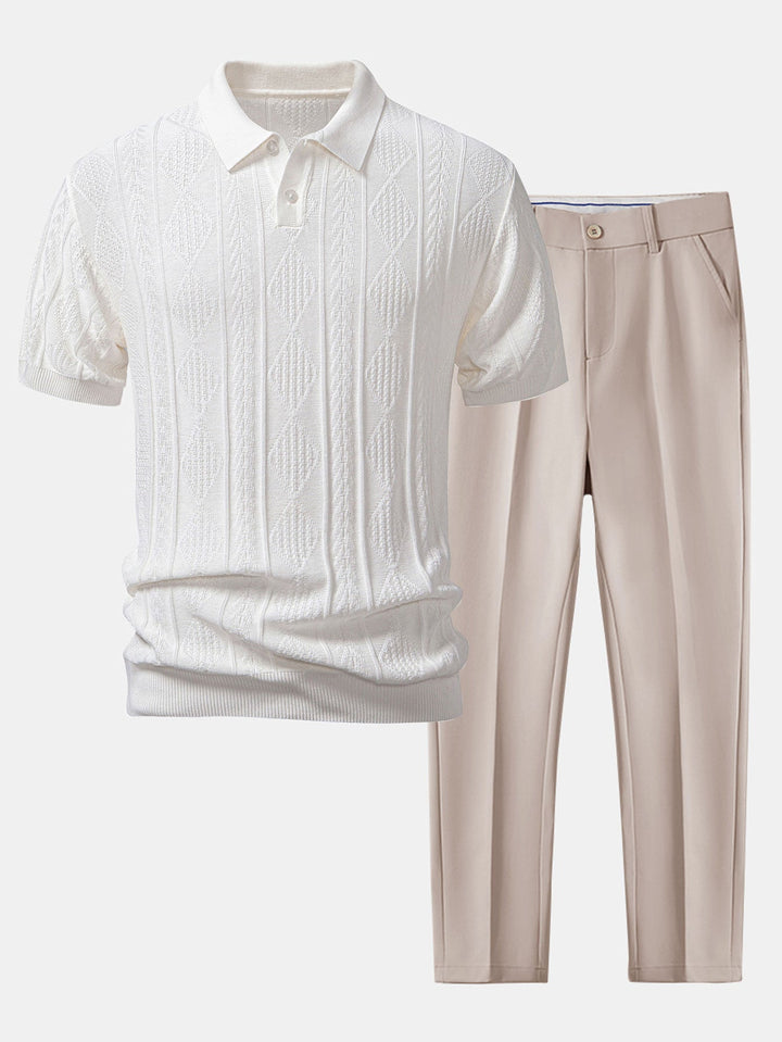 Henson - Polo In Maglia Jacquard Geometrica e Pantaloni Vestibilità Aderente