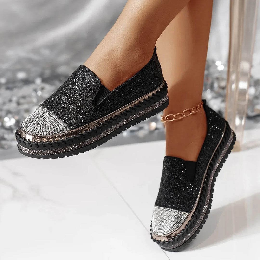 Lizka - Mocassini Con Plateau Glitter e Strass