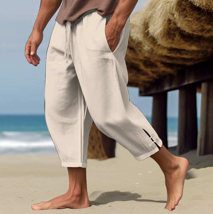 Erich - Pantaloni Comodi In Lino Con Elastico In Vita Per l' Estate