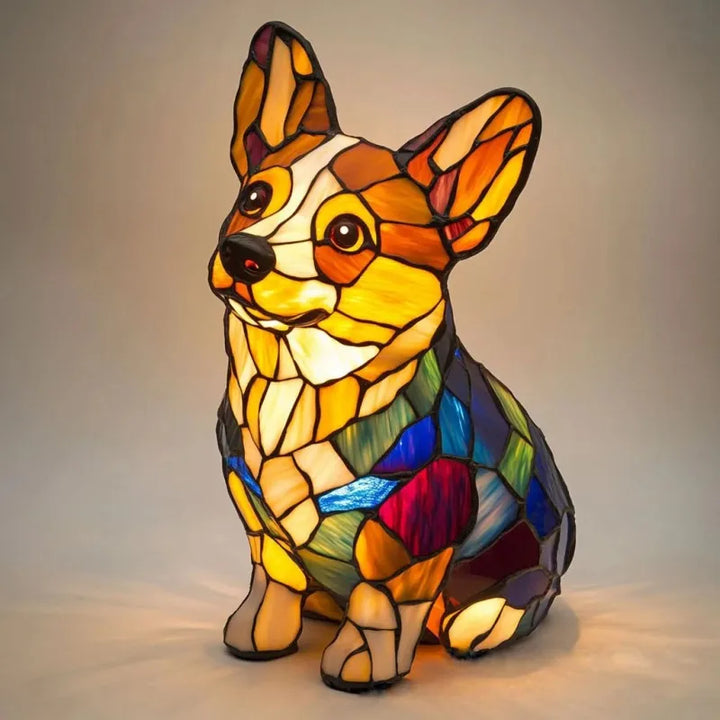 LumiCorgi - Lampada Magica In Vetro Colorato a Forma Di Corgi