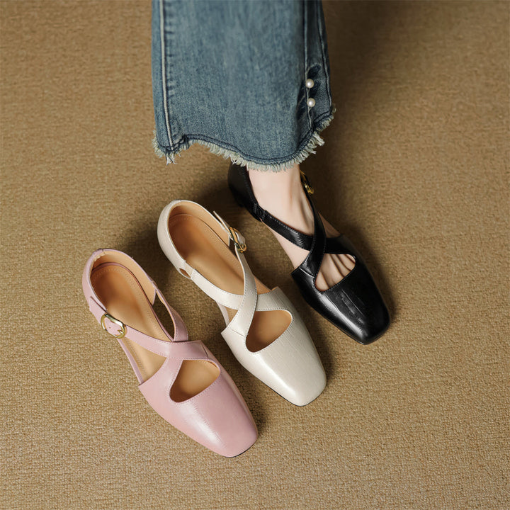 Malena - Scarpe in Pelle Con Cinturini Incrociati