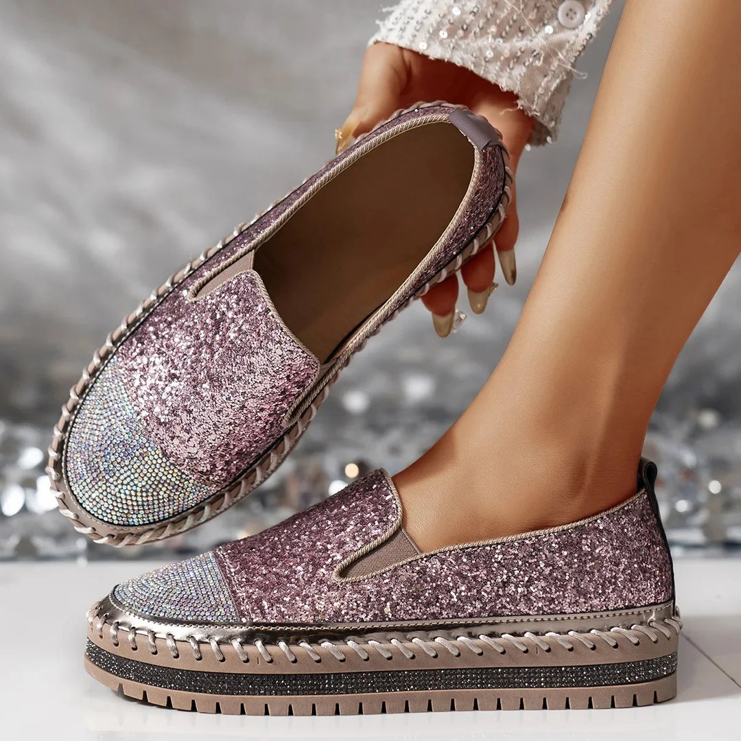 Lizka - Mocassini Con Plateau Glitter e Strass