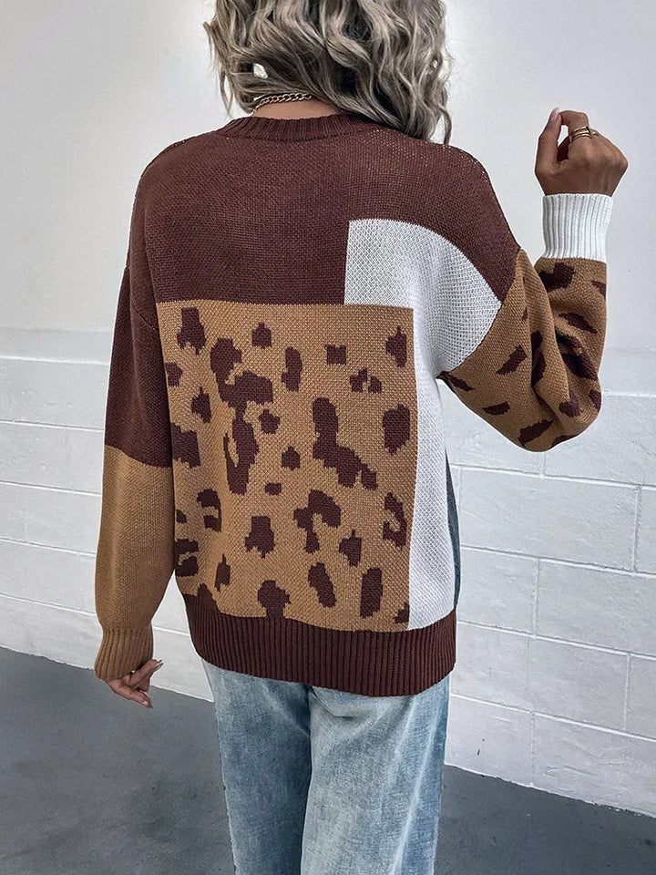 Katren - Maglione Lavorato a Maglia Con Stampa Leopardata