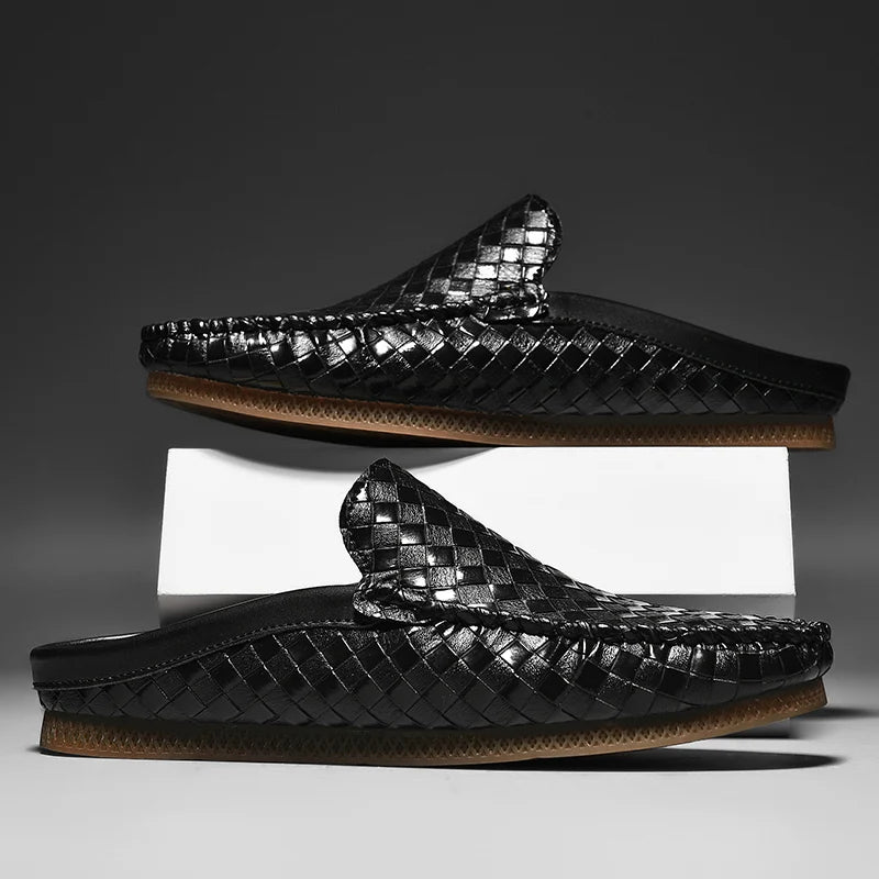 Efim - Pantofole Casuale in Pelle Con Motivo Intrecciato
